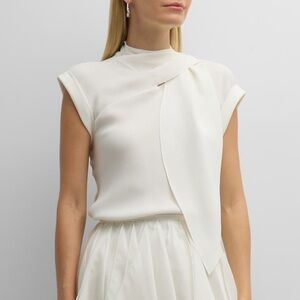 Lafayette 148 New York White Tie Silk Blouse Top